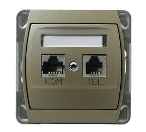 GAZELA Gniazdo p/t komputerowo-telefoniczne, kat. 6 ekranowane MMC GPKT-J/K6E/m/16/16 Satyna/Satyna (bez ramki)
