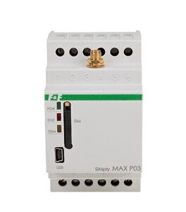 Przekaźnik zdalnego sterowania GSM (SMS); 2xWY, 2xWE; sterowanie temperaturą; 230V AC; 2x1NO/NC; montaż na szynie DIN SIMplyMAX-P03