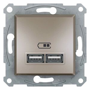 ASFORA Gniazdo ładowarki USB 2.1A bez ramki, brąz p/t
