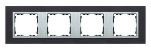 Ramka 4x inox czarny / ramka pośrednia aluminium