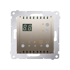54 PREMIUM Regulator temperatury z wyświetlaczem z czujnikiem wewnętrznym (moduł) 16(2) A, 230V~; złoty mat