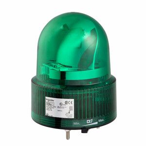 Lampa wirująca z lustrem bez buczka O120 zielona LED 24 V AC/DC