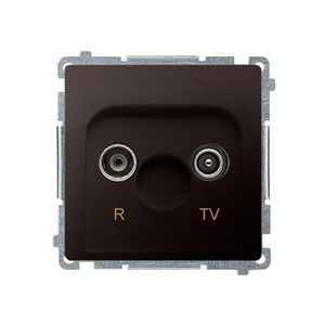 Gniazdo antenowe R-TV przelotowe (moduł), tłumienie 10 dB; czekoladowy