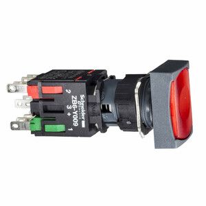 Przycisk płaski czerwony samopowrotny LED 12-24V prostokątny