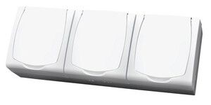 MADERA Gniazdo n/t potrójne z uziemieniem schuko z przesłonami torów prądowych wieczko w kolorze wyrobu GNH-3NSP/00/w Biały