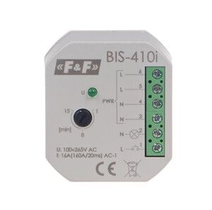 Przekaźnik bistabilny, podtynkowy z wyłącznikiem czasowym, do podświetlanych przycisków z przekaźnikiem inrush 160A/20ms