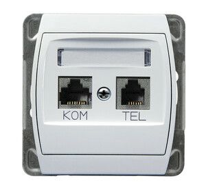 GAZELA Gniazdo p/t komputerowo-telefoniczne RJ 45 kat. 5e, (8-stykowe) + RJ 11 (6-stykowe) GPKT-J/K/m/00 Biały (bez ramki)