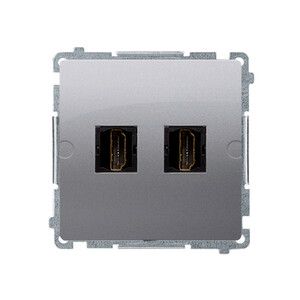 Gniazdo HDMI podwójne (moduł); srebrny mat