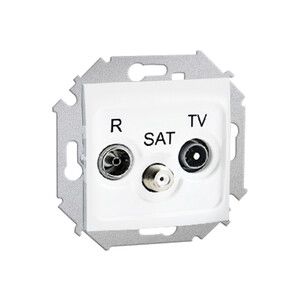 Gniazdo antenowe RTV-SAT przelotowe 10dB (moduł); białe