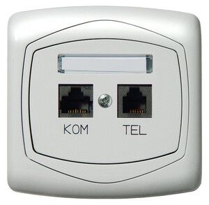 TON Gniazdo p/t komputerowo-telefoniczne RJ 45 kat. 5e, (8-stykowe) + RJ 11 (6-stykowe) GPKT-C/K/00 Biały
